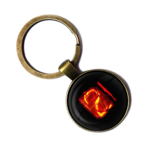 Dieselpunk Steampunk Cyberpunk Nixie Tube Print Number 2 Two Antique Bronze Keychain