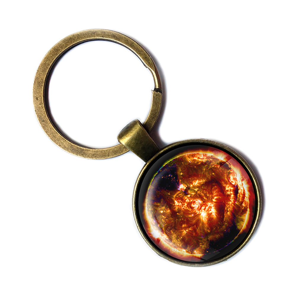 NASA Photograph Sun Fire Antique Bronze Keychain