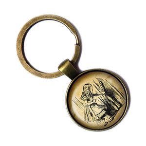 Alice in Wonderland Behind the Curtain Antique Bronze Keychain