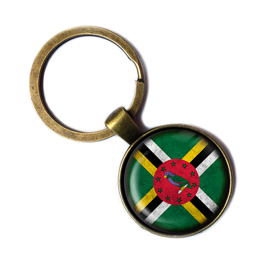Dominica Dominican Dominiquais Flag Antique Bronze Keychain