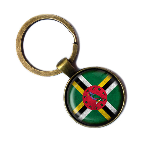 Dominica Dominican Dominiquais Flag Antique Bronze Keychain