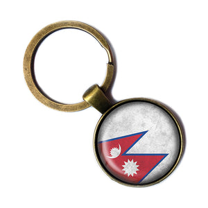 Nepal Nepalese Flag Antique Bronze Keychain