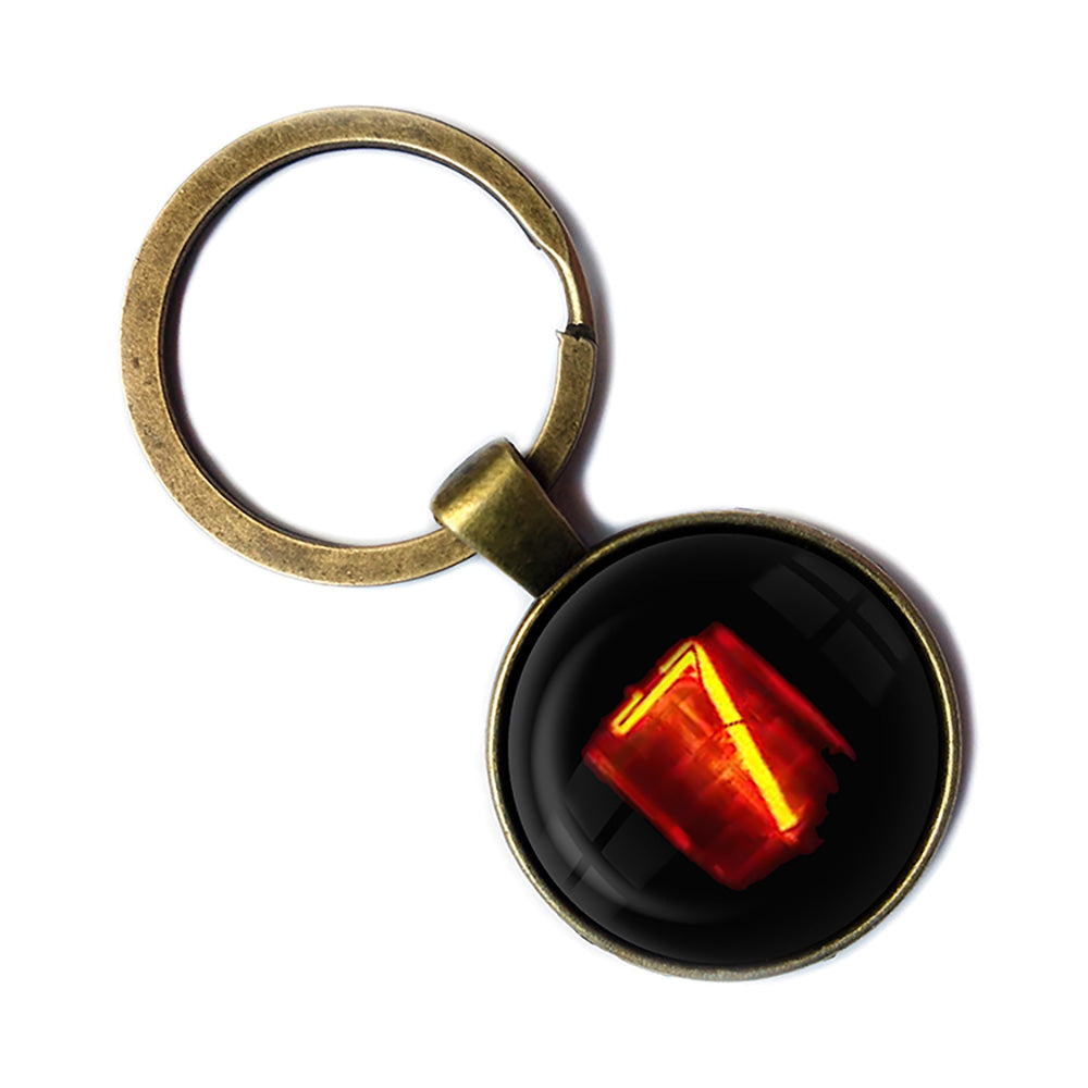 Dieselpunk Steampunk Cyberpunk Nixie Tube Print Number 7 Seven Antique Bronze Keychain
