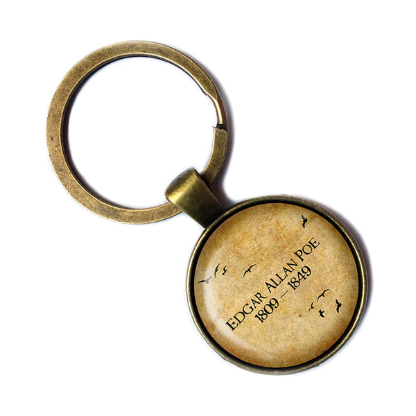 Edgar Allan Poe 1809 - 1849 Antique Bronze Keychain