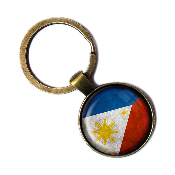 Philippines Filipino Flag Antique Bronze Keychain