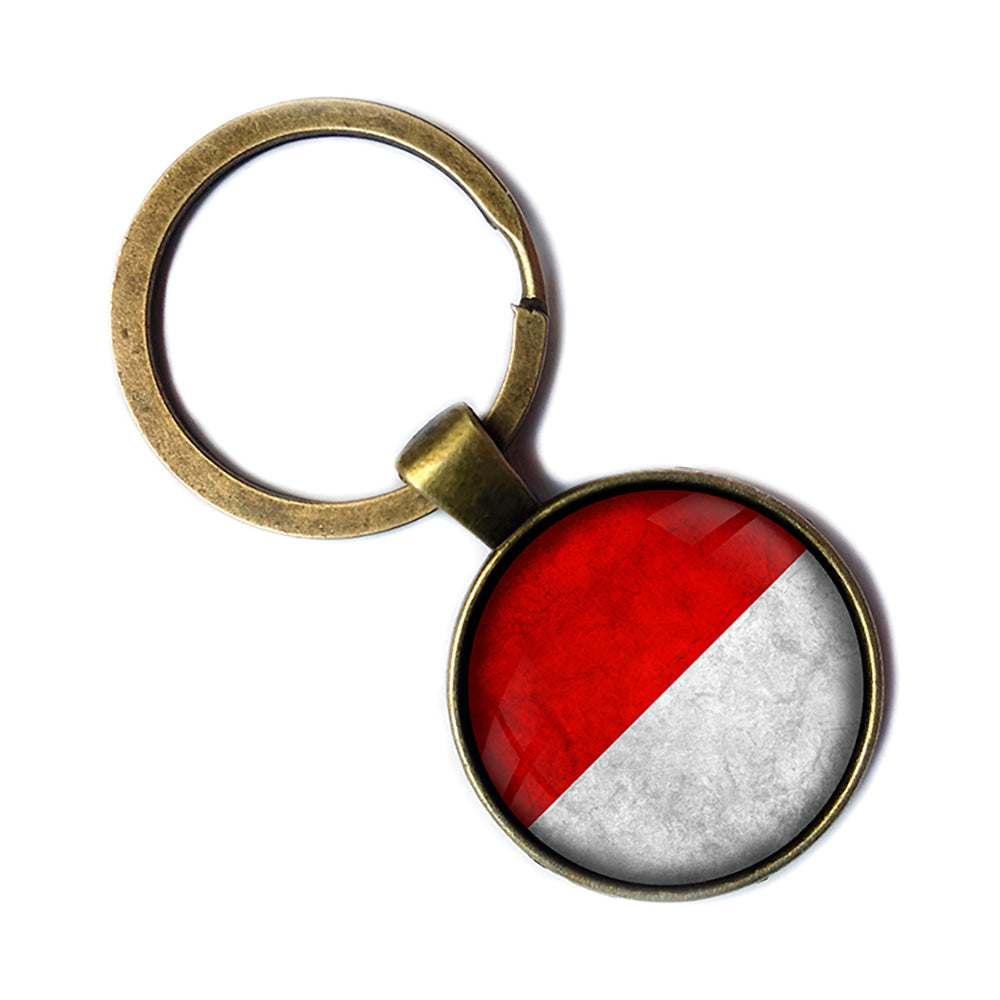 Monaco Monégasque Monacan Flag Antique Bronze Keychain