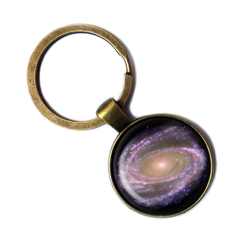 NASA Photograph Purple Galaxy Antique Bronze Keychain