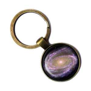NASA Photograph Purple Galaxy Antique Bronze Keychain