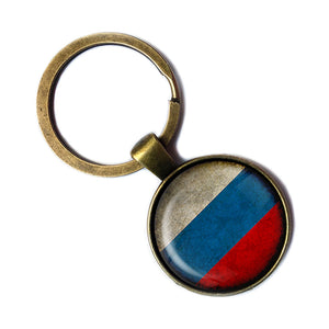Russia Russian Россия Flag Antique Bronze Keychain