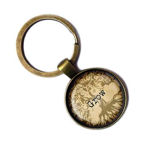Tree of Life Grow Antique Bronze Keychain