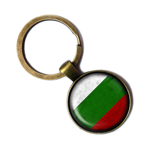Bulgaria Bulgarian Flag Antique Bronze Keychain