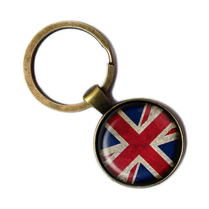 United Kingdom UK Commonwealth Union Jack Flag Antique Bronze Keychain