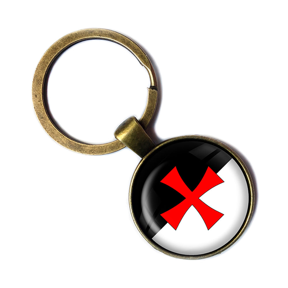 Knights Templar Battle Flag Standard Antique Bronze Keychain