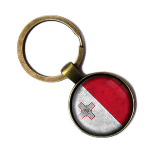 Malta Maltese Flag Antique Bronze Keychain