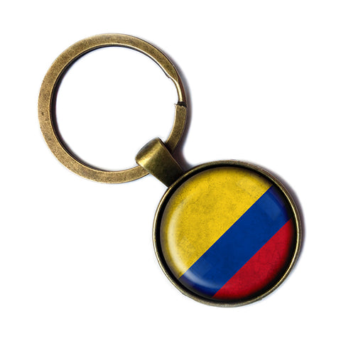 Columbia Columbian Flag Antique Bronze Keychain