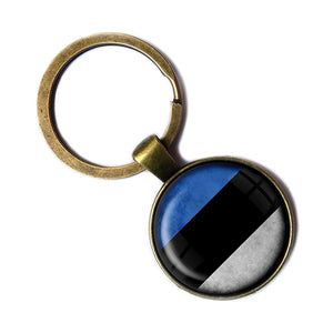 Estonia Estonian Flag Antique Bronze Keychain