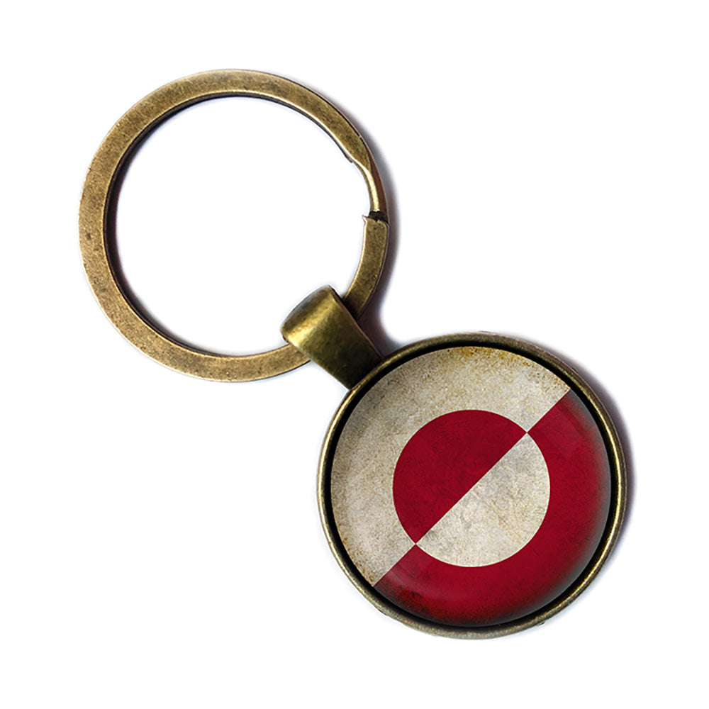 Greenland Greenlandic Flag Antique Bronze Keychain