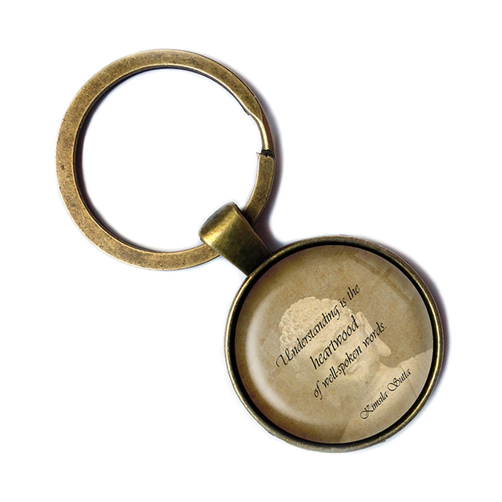 Kimsila Sutta Understanding is the Heartwood of Well-spoken Words Antique Bronze Keychain