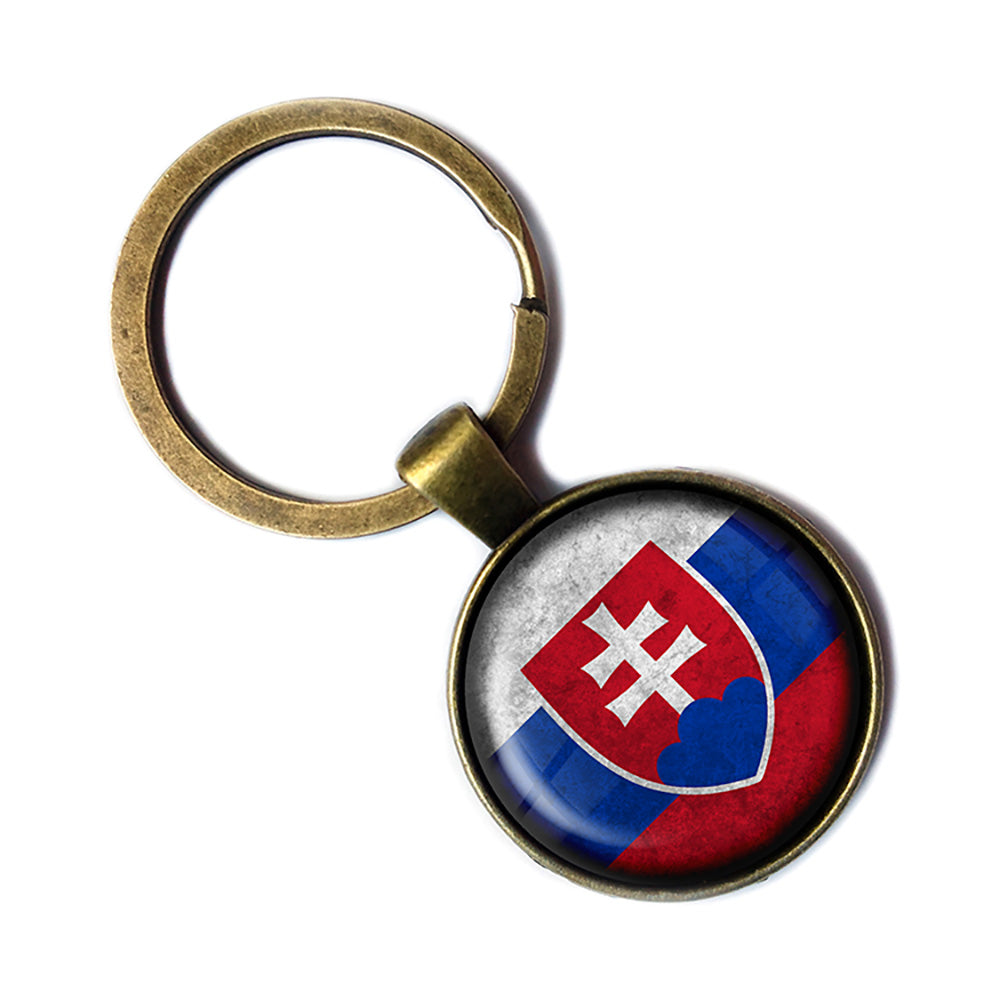 Slovakia Slovakian Flag Antique Bronze Keychain