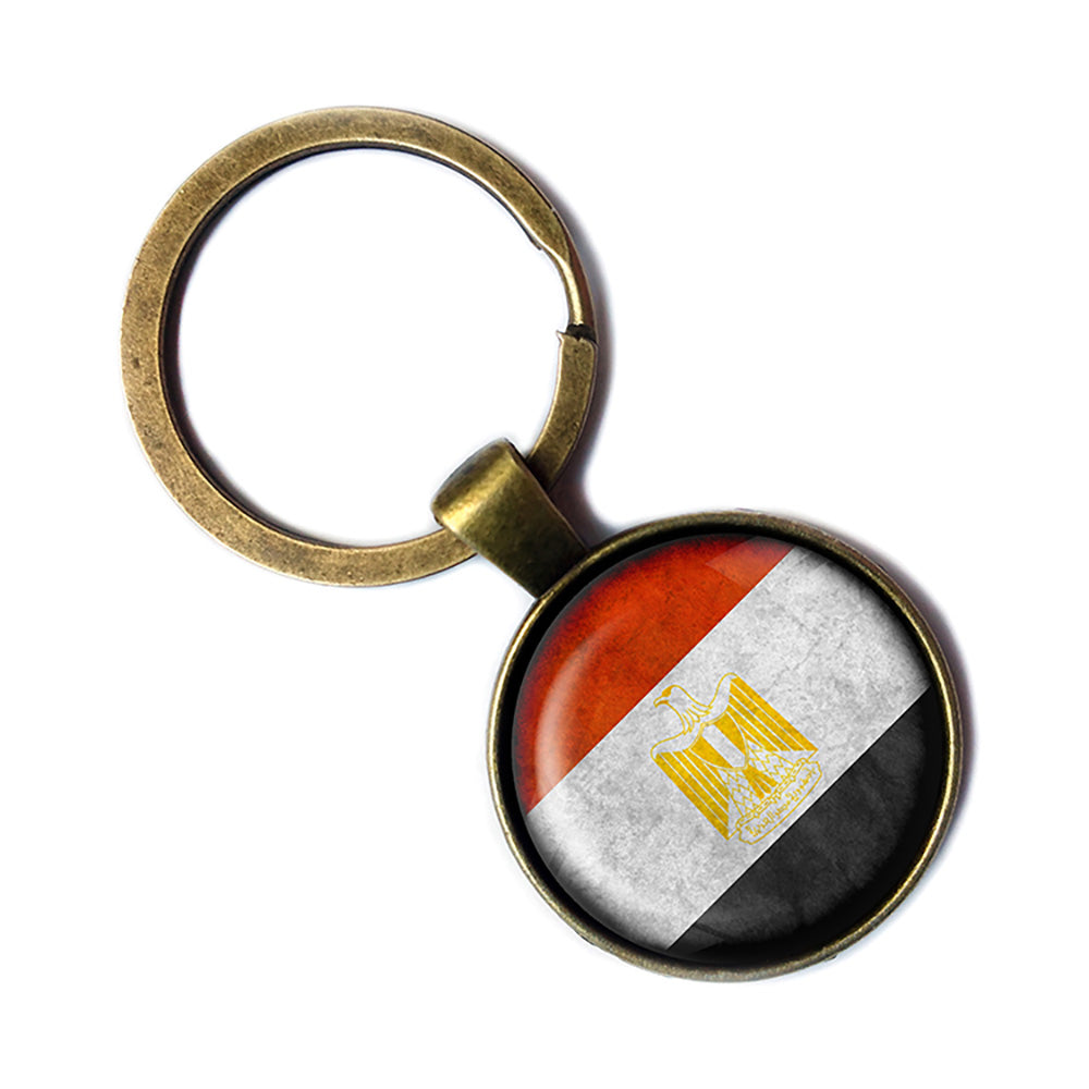 Egypt Egyptian Flag Antique Bronze Keychain