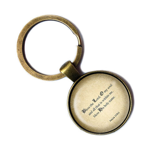 Psalm 103:1 Bless the Lord O my Soul King James Version KJV Bible Bronze Keychain
