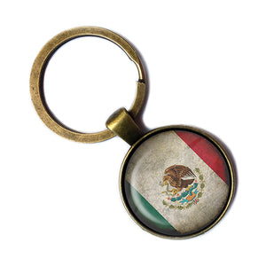 Mexico Mexican Flag Antique Bronze Keychain