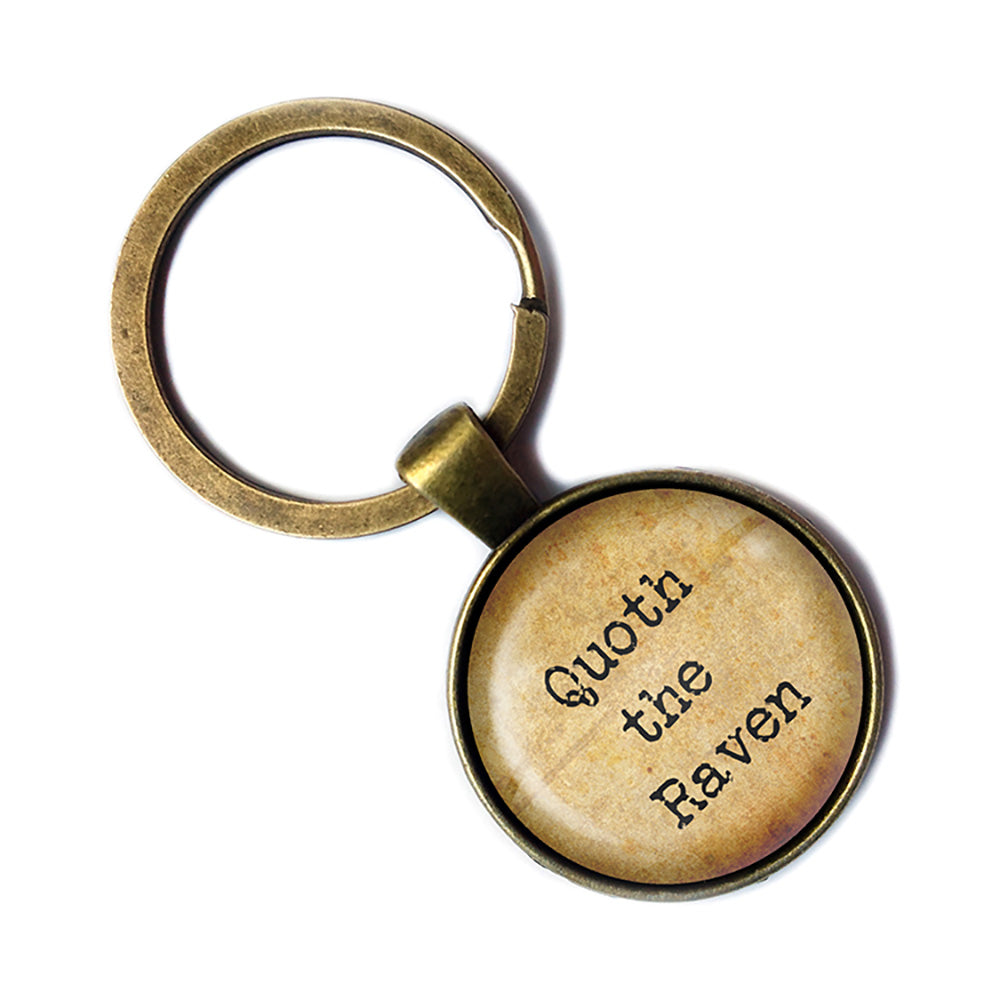 Edgar Allen Poe Nevermore Quoth the Raven Bronze Keychain