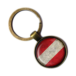 Austria Austrian Österreich Flag Antique Bronze Keychain