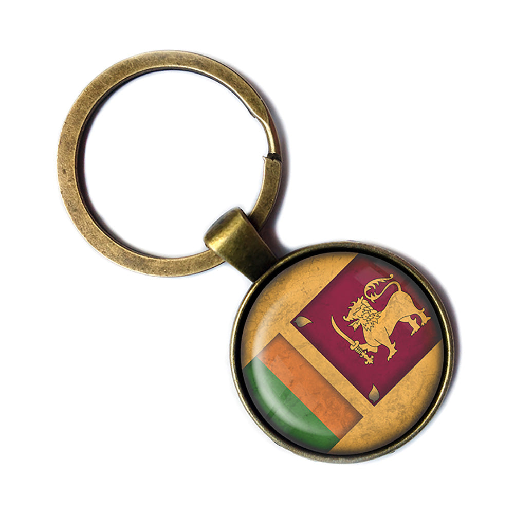 Sri Lanka Sri Lankan Flag Antique Bronze Keychain