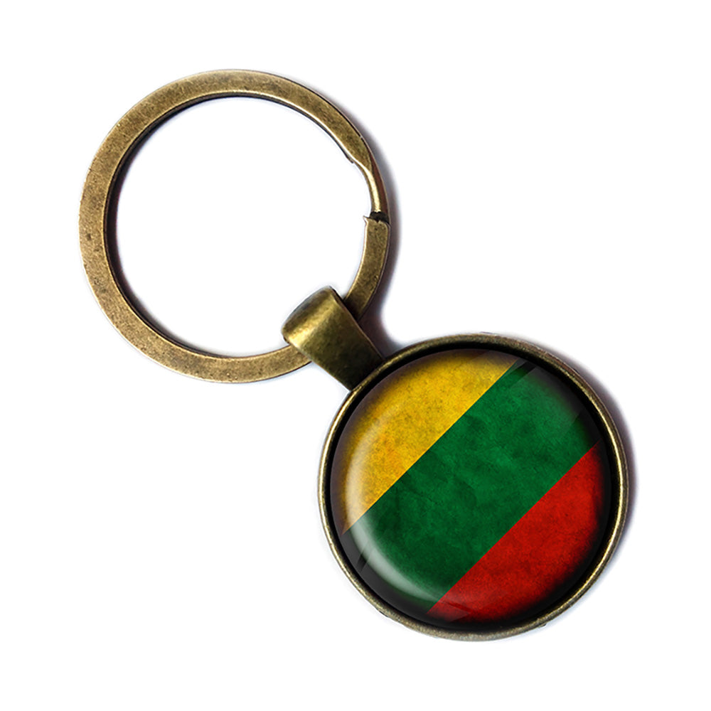 Lithuania Lithuanian Flag Antique Bronze Keychain