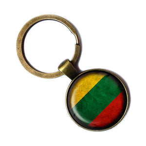 Lithuania Lithuanian Flag Antique Bronze Keychain