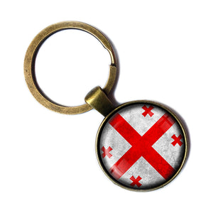 Georgia Georgian Flag Antique Bronze Keychain