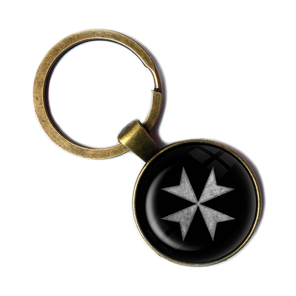 Worn Knights of Malta Hospitalier Hospitaller Antique Bronze Keychain