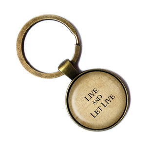 Dutch Proverb Live and Let Live Antique Bronze Keychain