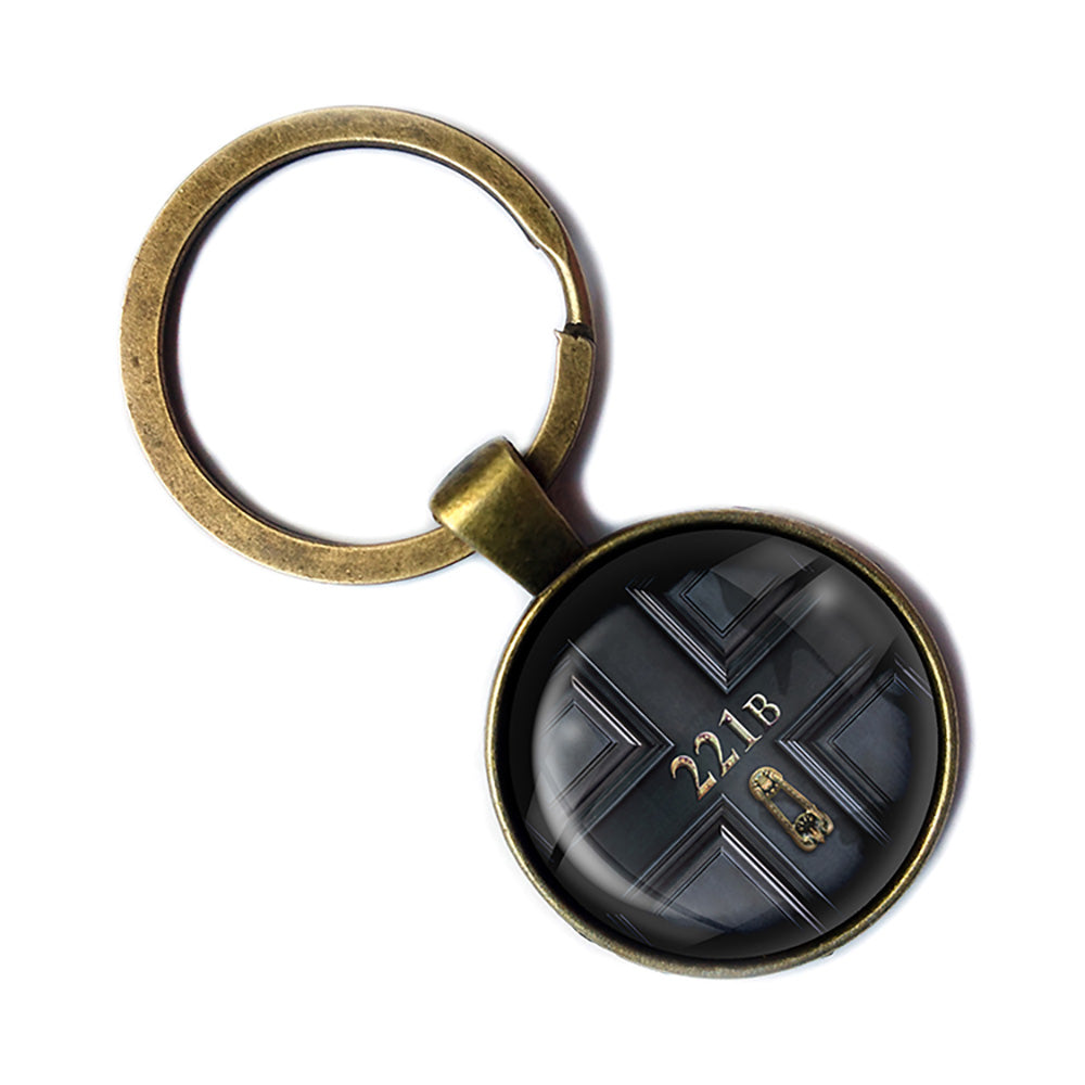 Sherlock Holmes Room 221B Bronze Keychain