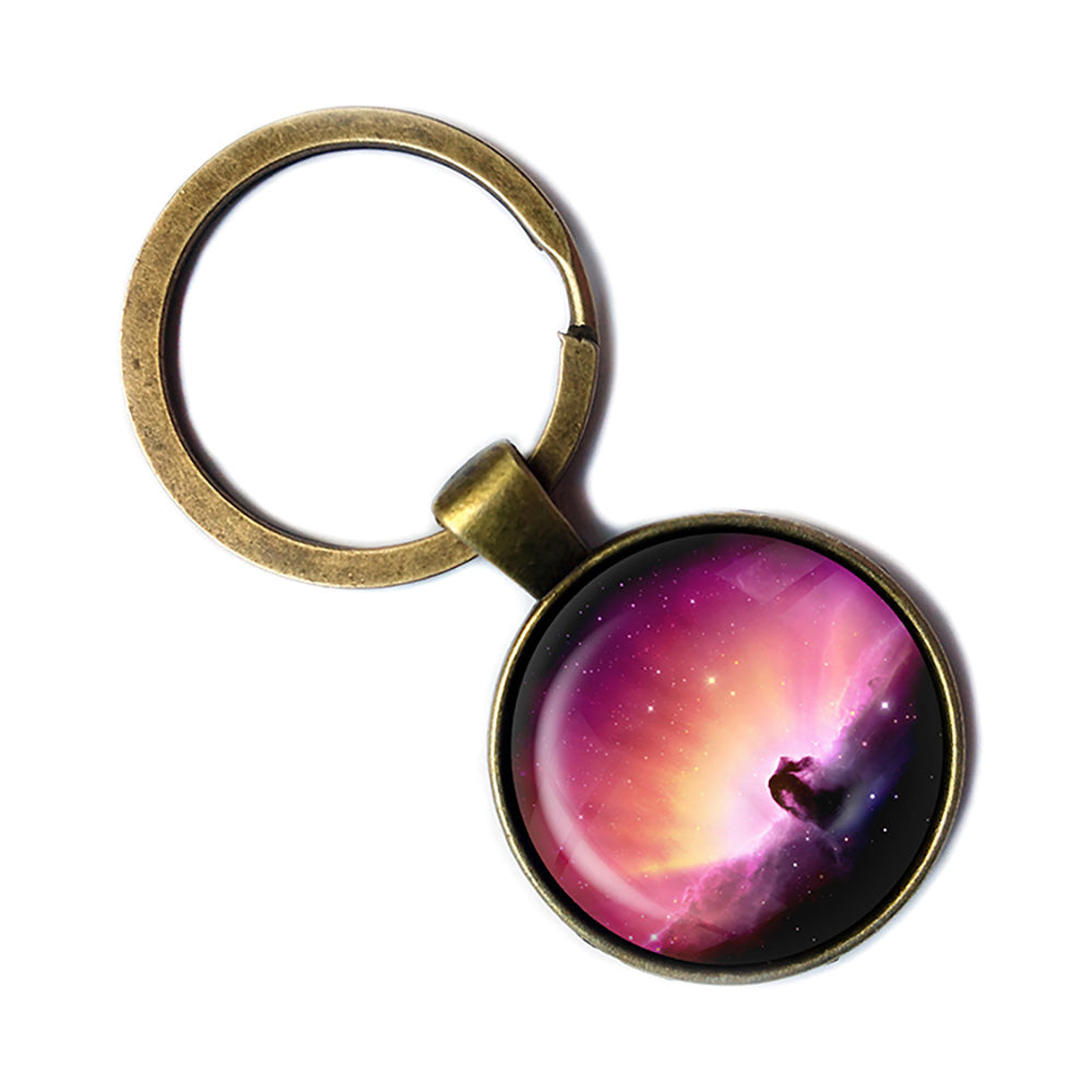 NASA Photograph Pink Nebula Antique Bronze Keychain