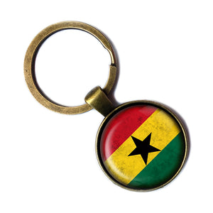 African Nation Ghana Flag Antique Bronze Keychain