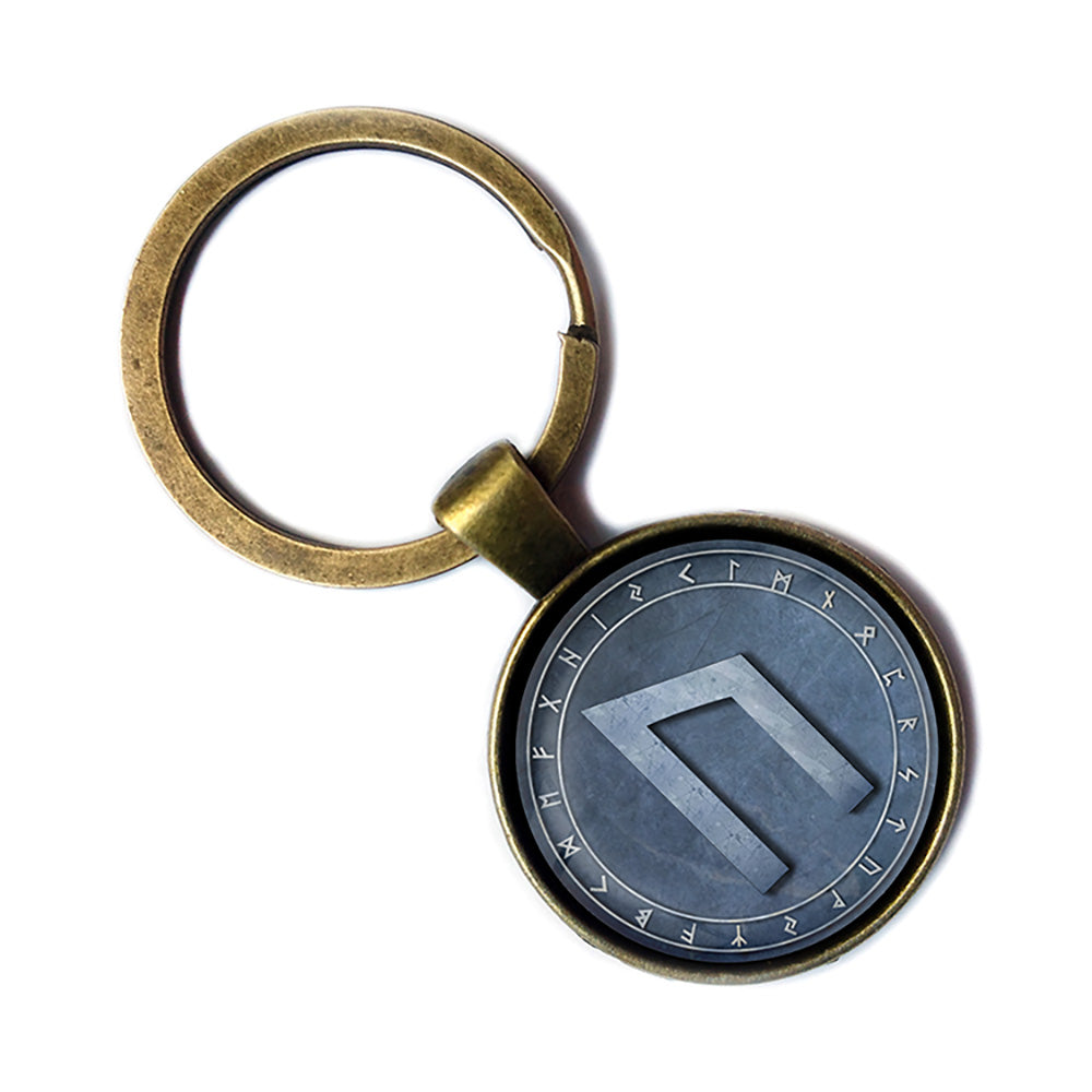 Viking Runes Elder Futhark Rune Circle U Uruz Power Antique Bronze Keychain