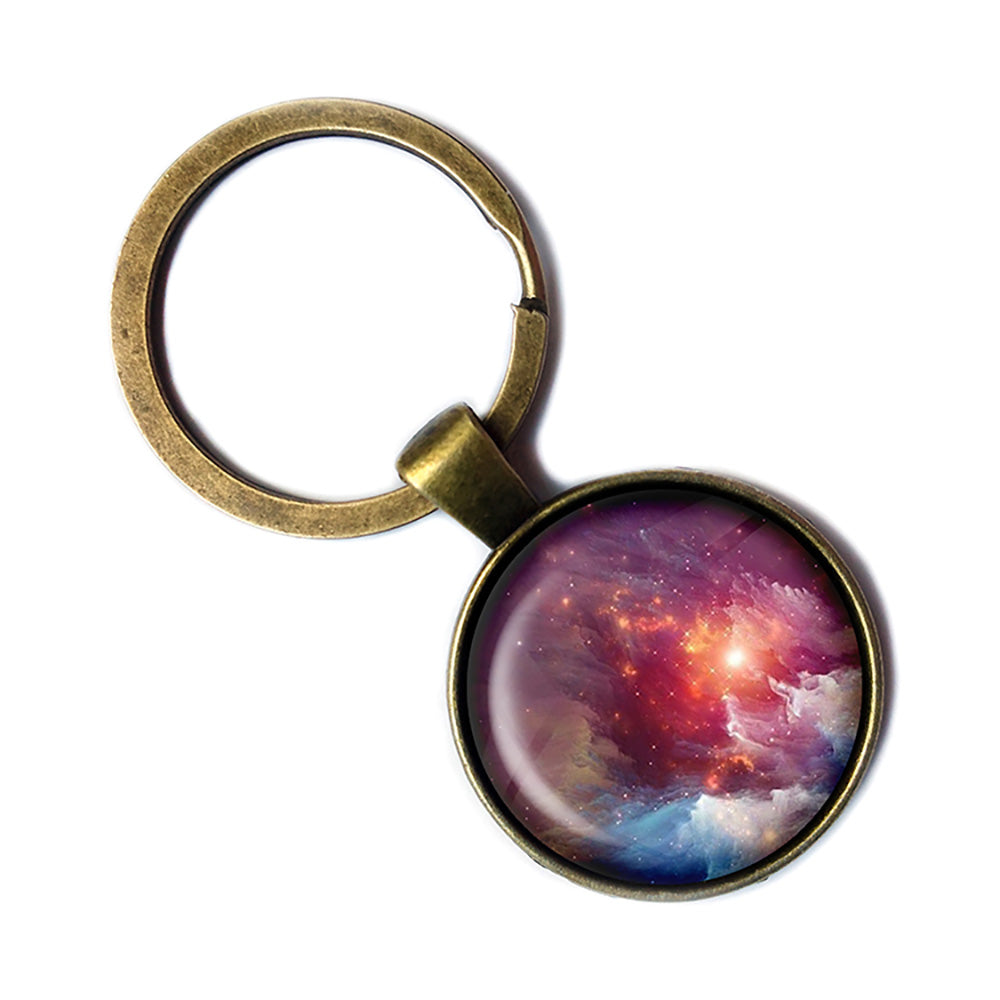 NASA Photograph Nebula Red Beauty Antique Bronze Keychain