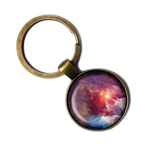 NASA Photograph Nebula Red Beauty Antique Bronze Keychain
