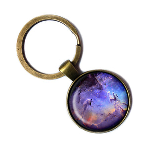 NASA Photograph Nebula Swirls Antique Bronze Keychain