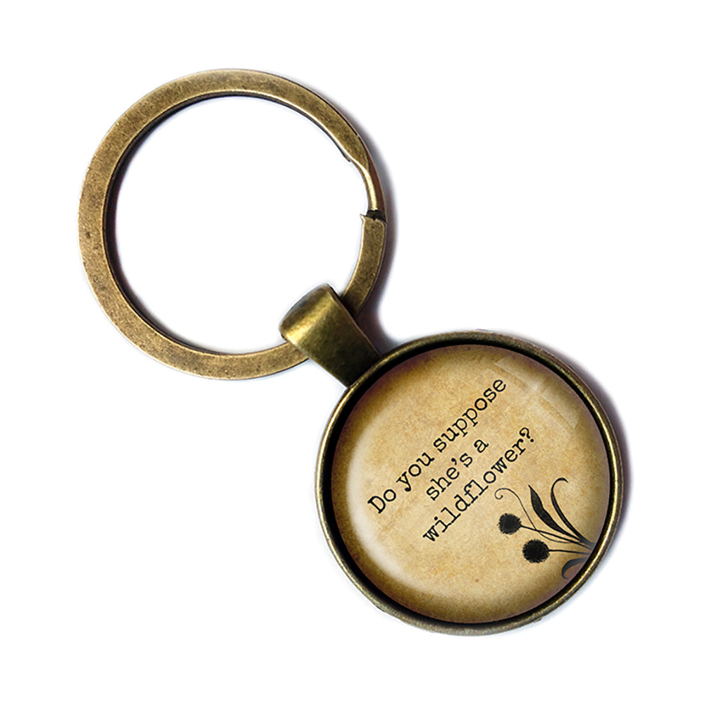 Alice in Wonderland Do you Suppose she's a Wildflower Antique Bronze Keychain