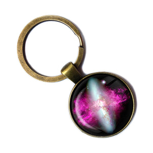 NASA Photograph Nebula Red White Antique Bronze Keychain