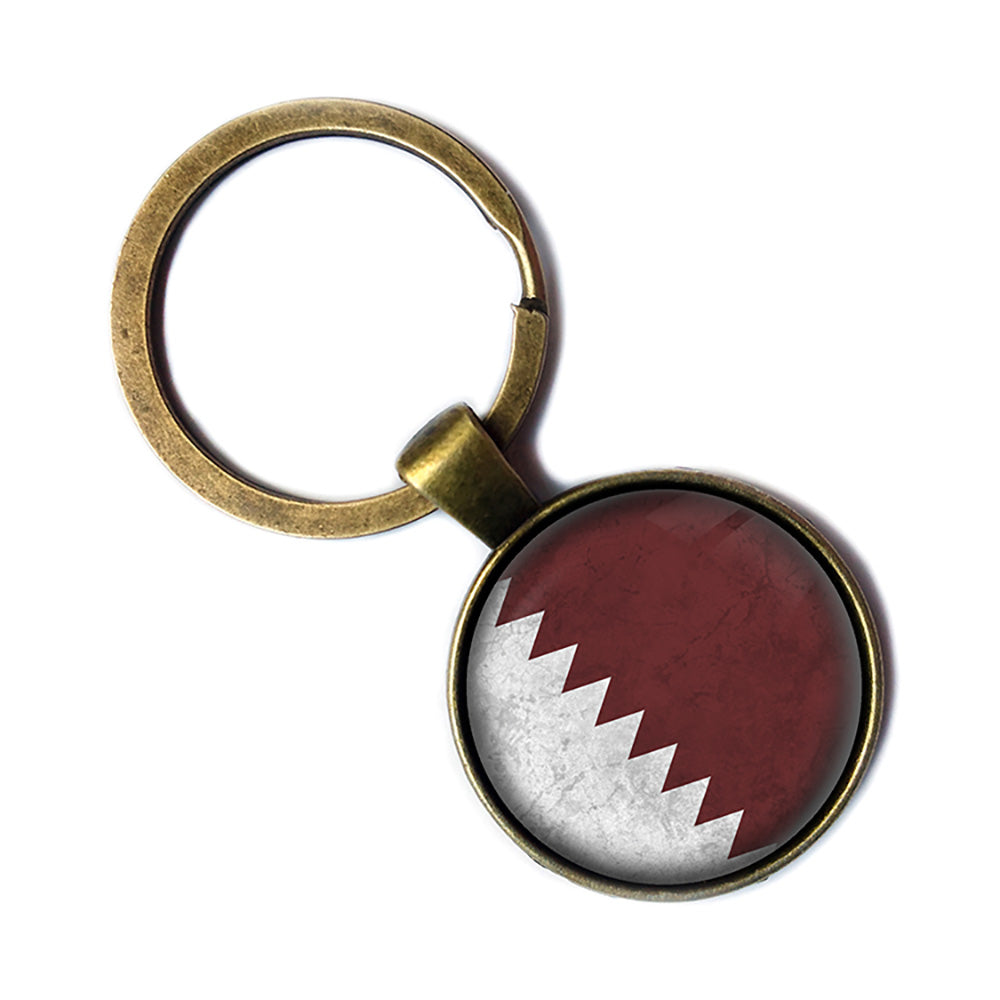 Qatar Qatari Flag Antique Bronze Keychain