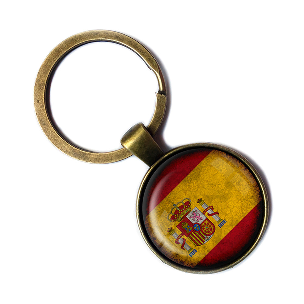 Spain Spanish España Flag Antique Bronze Keychain