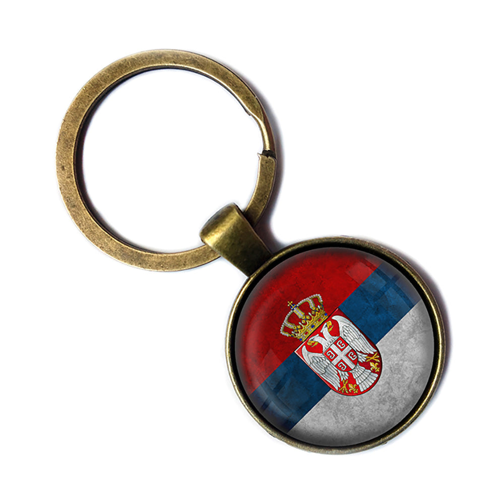 Serbia Serbian Flag Antique Bronze Keychain