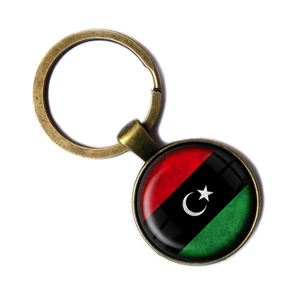 Libya Libyan Flag Antique Bronze Keychain
