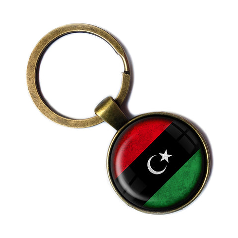 Libya Libyan Flag Antique Bronze Keychain