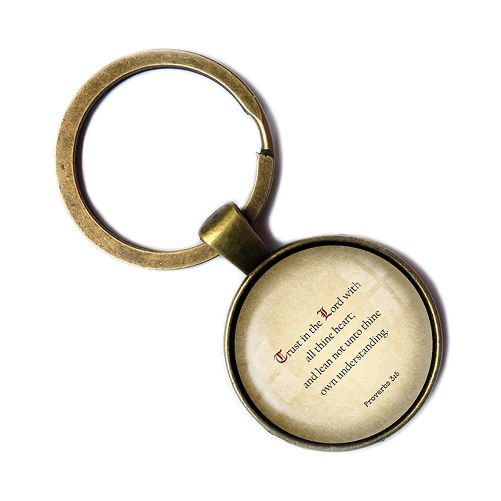 Proverbs 3:5 Trust in the Lord with all Thine Heart King James Version KJV Bible Bronze Keychain