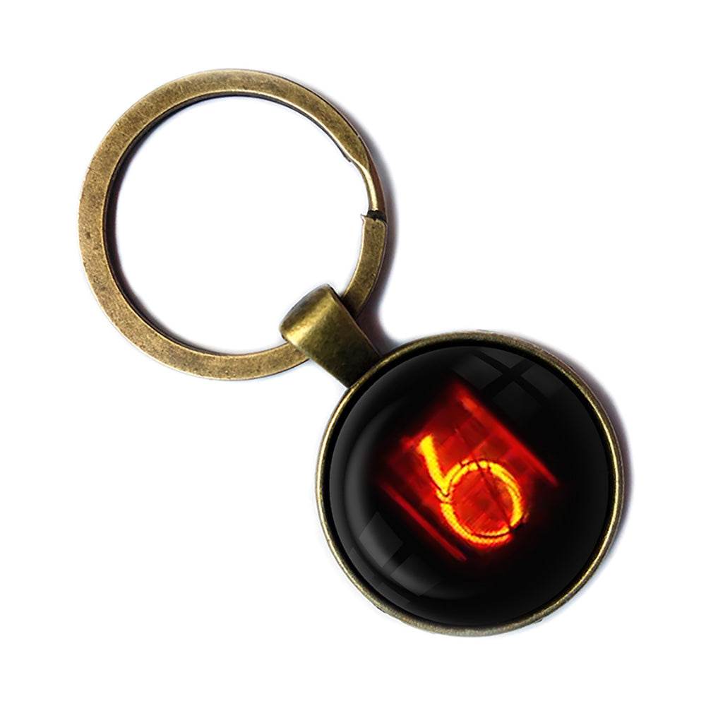 Dieselpunk Steampunk Cyberpunk Nixie Tube Print Number 6 Six Antique Bronze Keychain